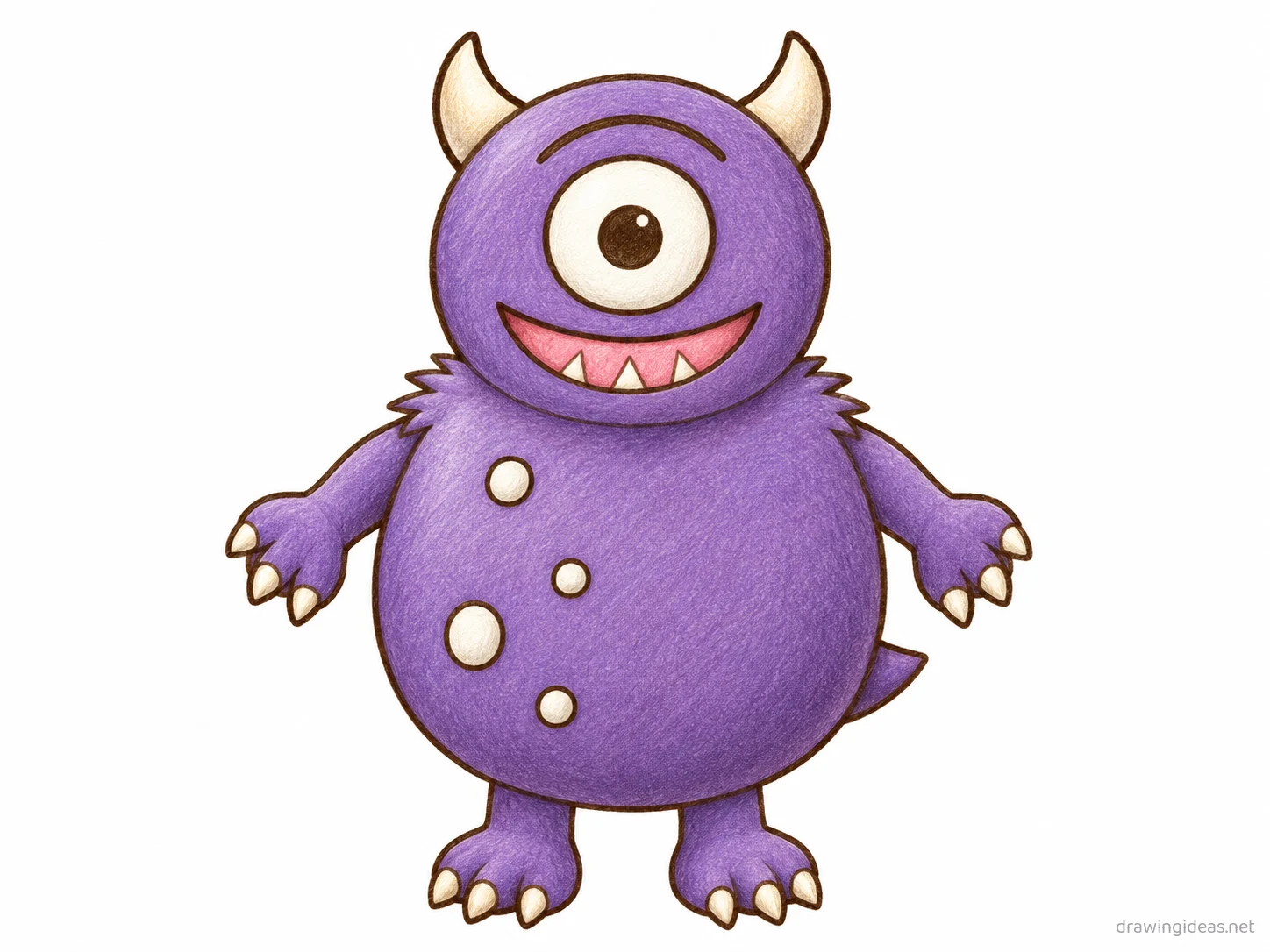 Monster drawing — hand-drawn monster illustration with ink lines and soft colors