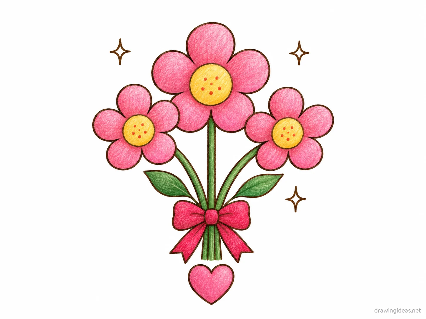 Mothers Day drawing — hand-drawn Mothers Day illustration with ink lines and soft colors