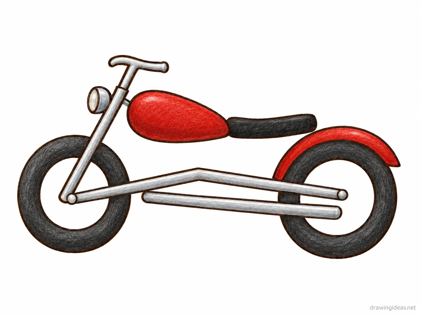 Motorcycle drawing ā hand-drawn motorcycle illustration with ink lines and soft colors