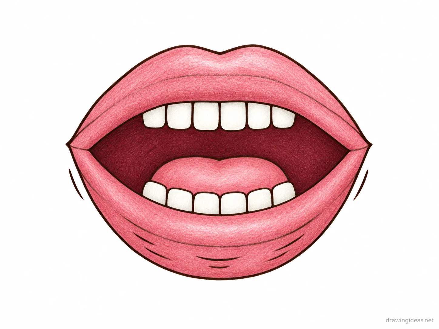 Mouth drawing — hand-drawn mouth illustration with ink lines and soft colors
