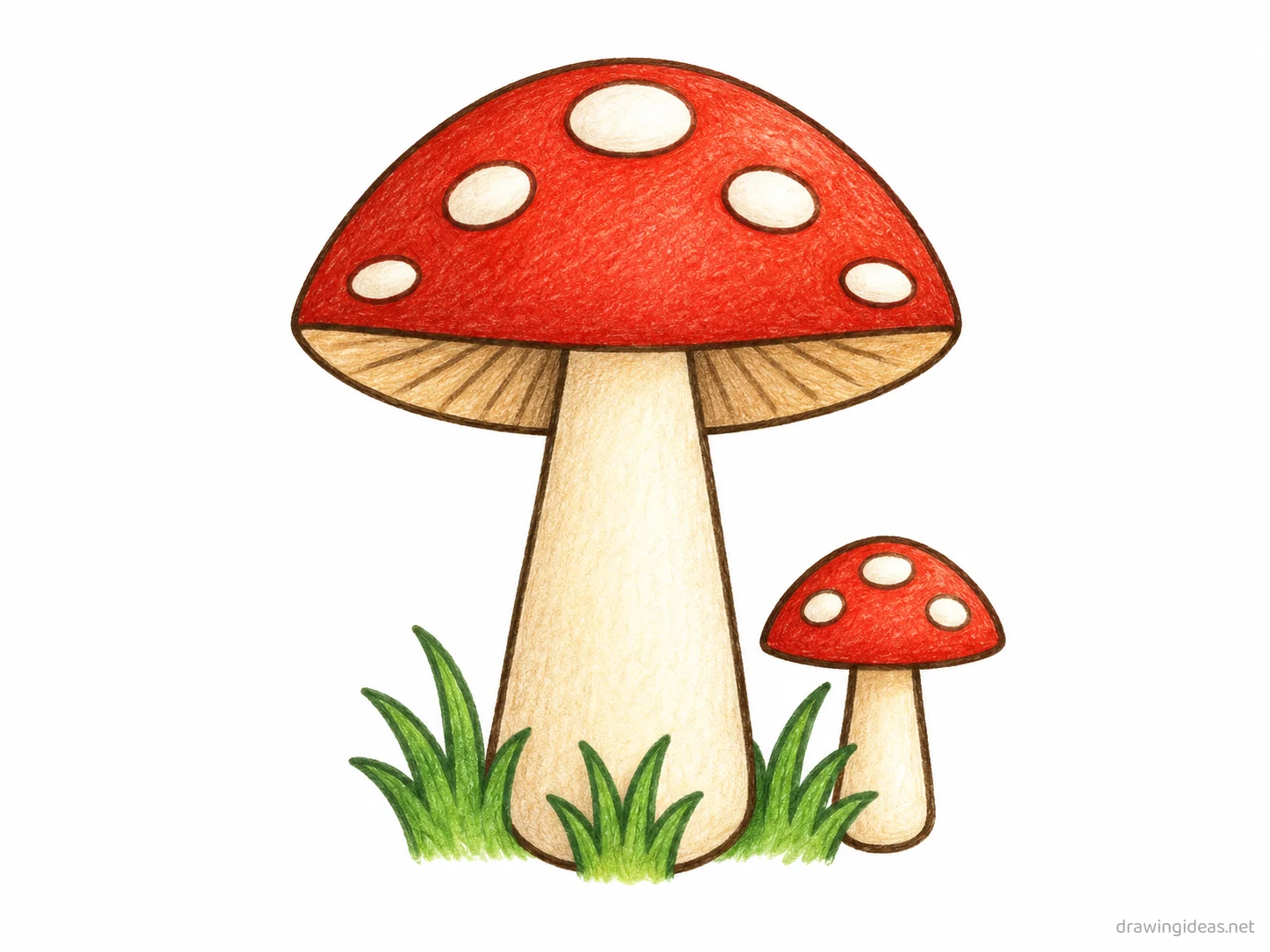 Mushroom drawing — hand-drawn mushroom illustration with ink lines and soft colors