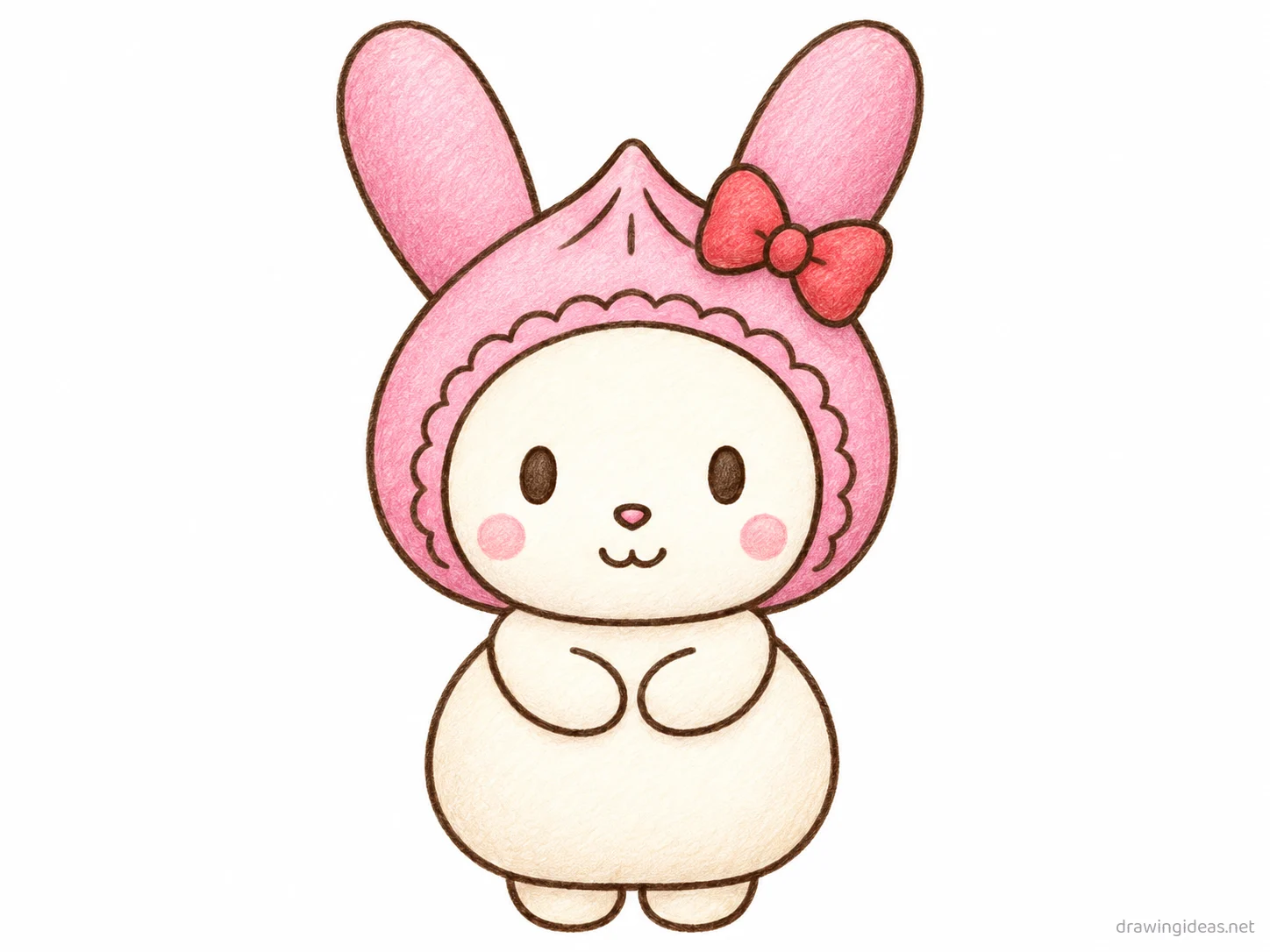 My Melody drawing — hand-drawn My Melody illustration with ink lines and soft colors