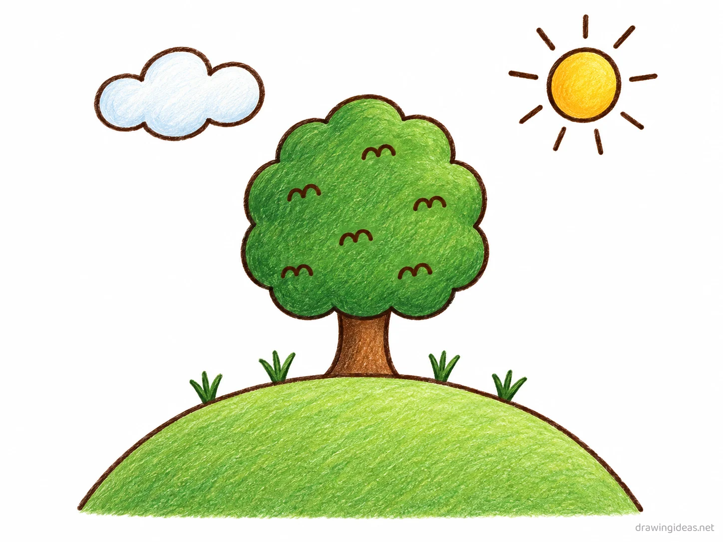 Nature drawing — hand-drawn nature illustration with ink lines and soft colors