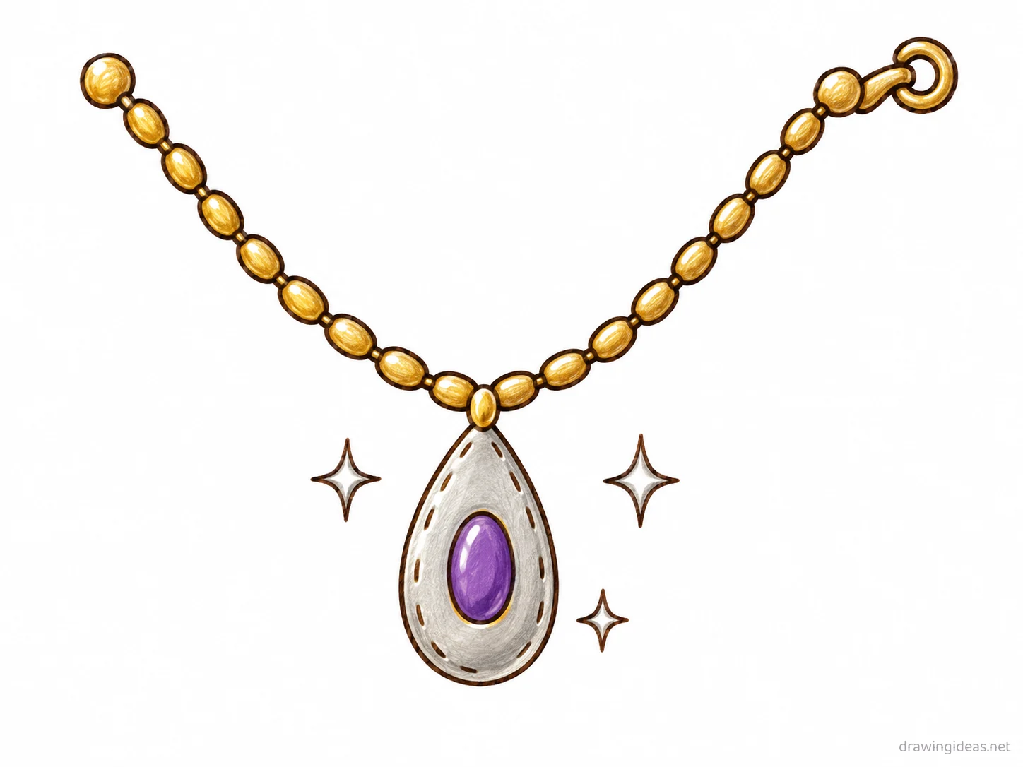 Necklace drawing — hand-drawn necklace illustration with ink lines and soft colors