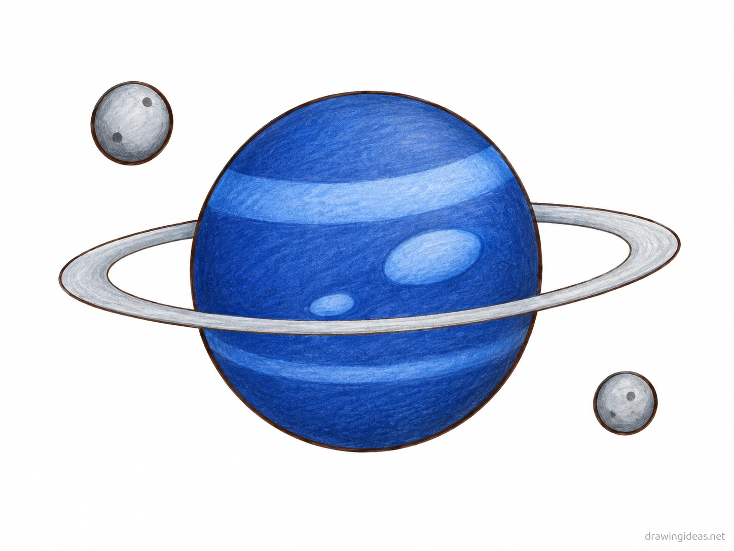 Neptune drawing — hand-drawn neptune illustration with ink lines and soft colors