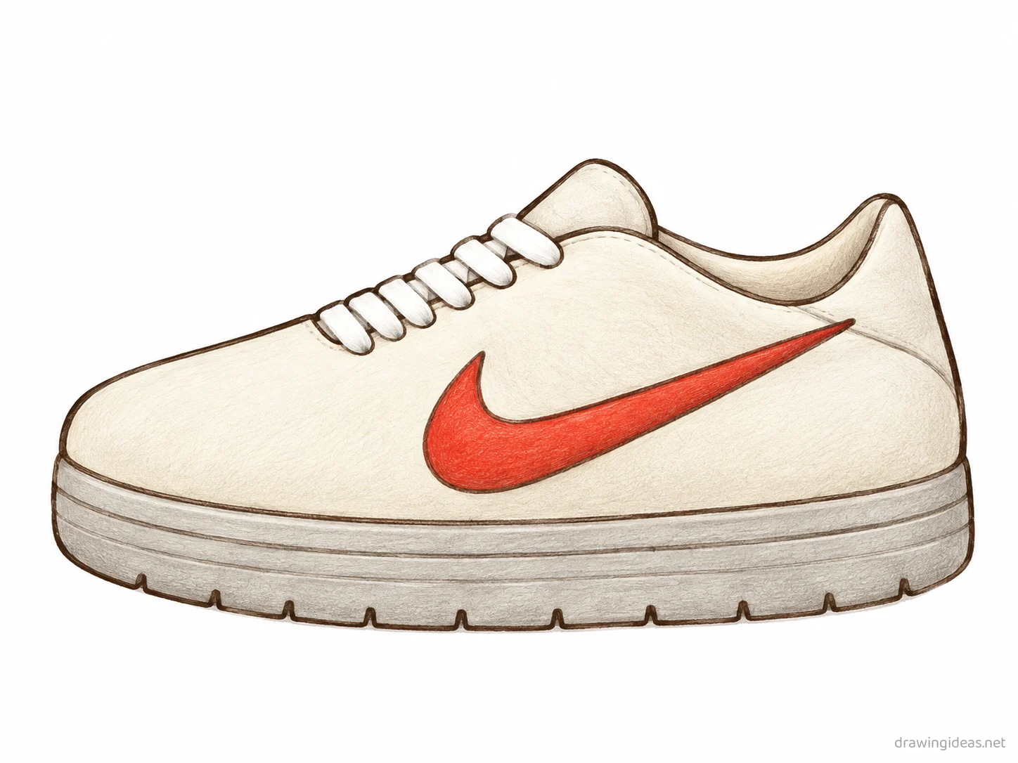 Nike drawing — hand-drawn Nike illustration with ink lines and soft colors