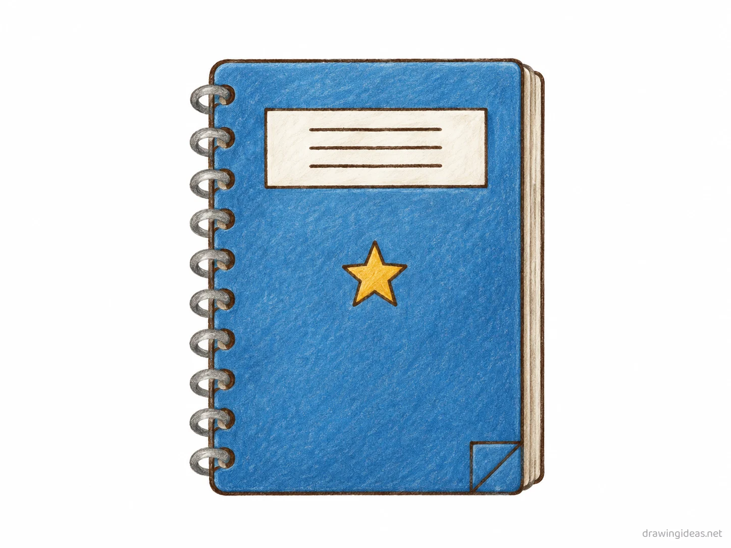 Notebook drawing — hand-drawn notebook illustration with ink lines and soft colors