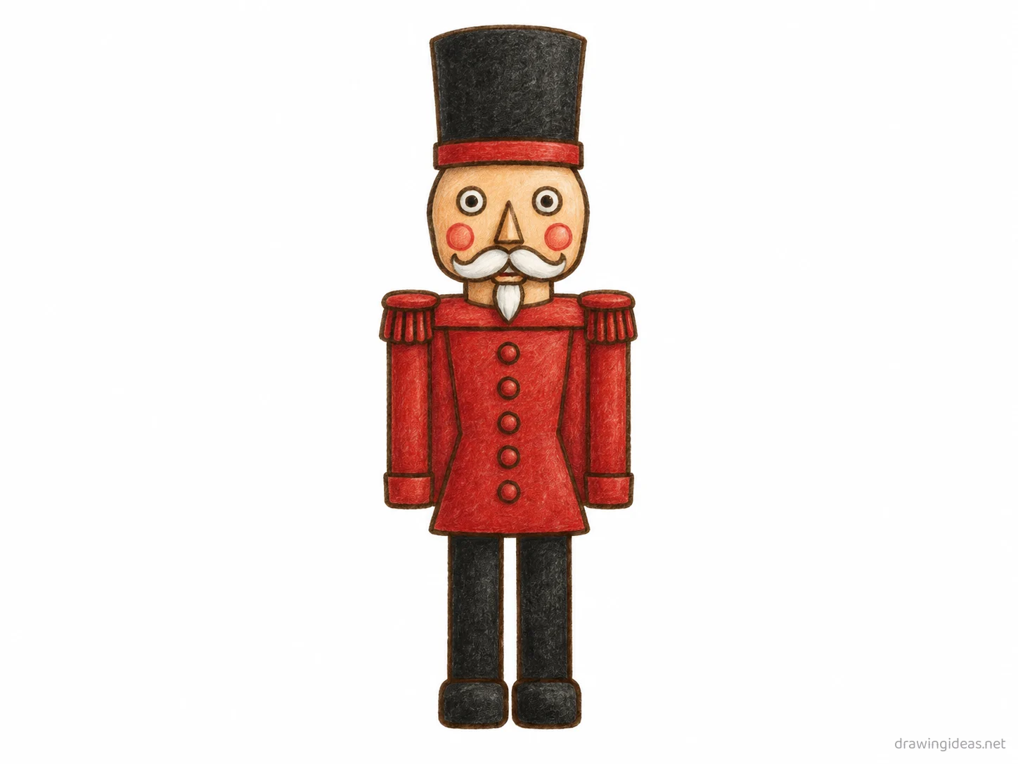 Nutcracker drawing — hand-drawn nutcracker illustration with ink lines and soft colors