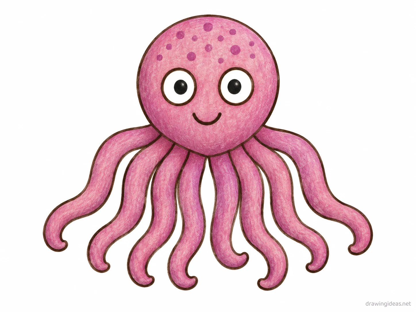 Octopus drawing — hand-drawn octopus illustration with ink lines and soft colors