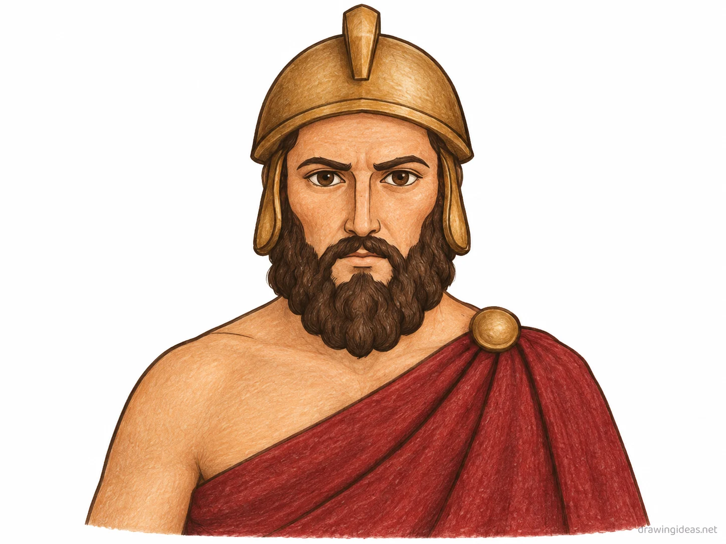 Odysseus drawing — hand-drawn Odysseus illustration with ink lines and soft colors