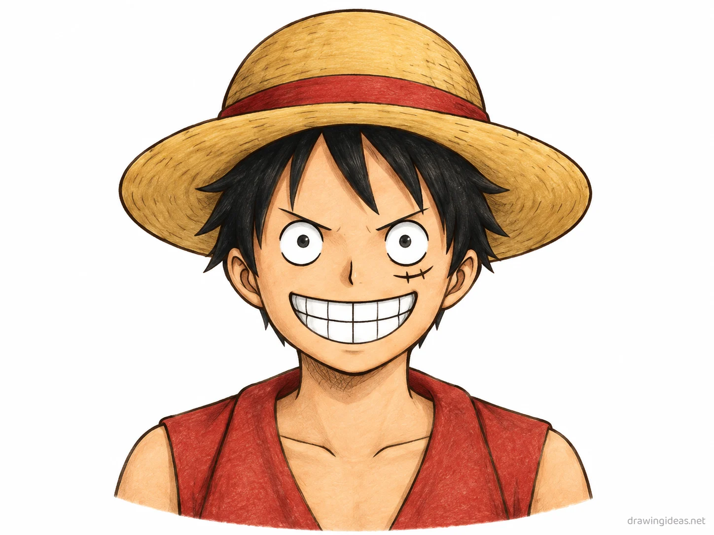 One Piece drawing — hand-drawn One Piece illustration with ink lines and soft colors