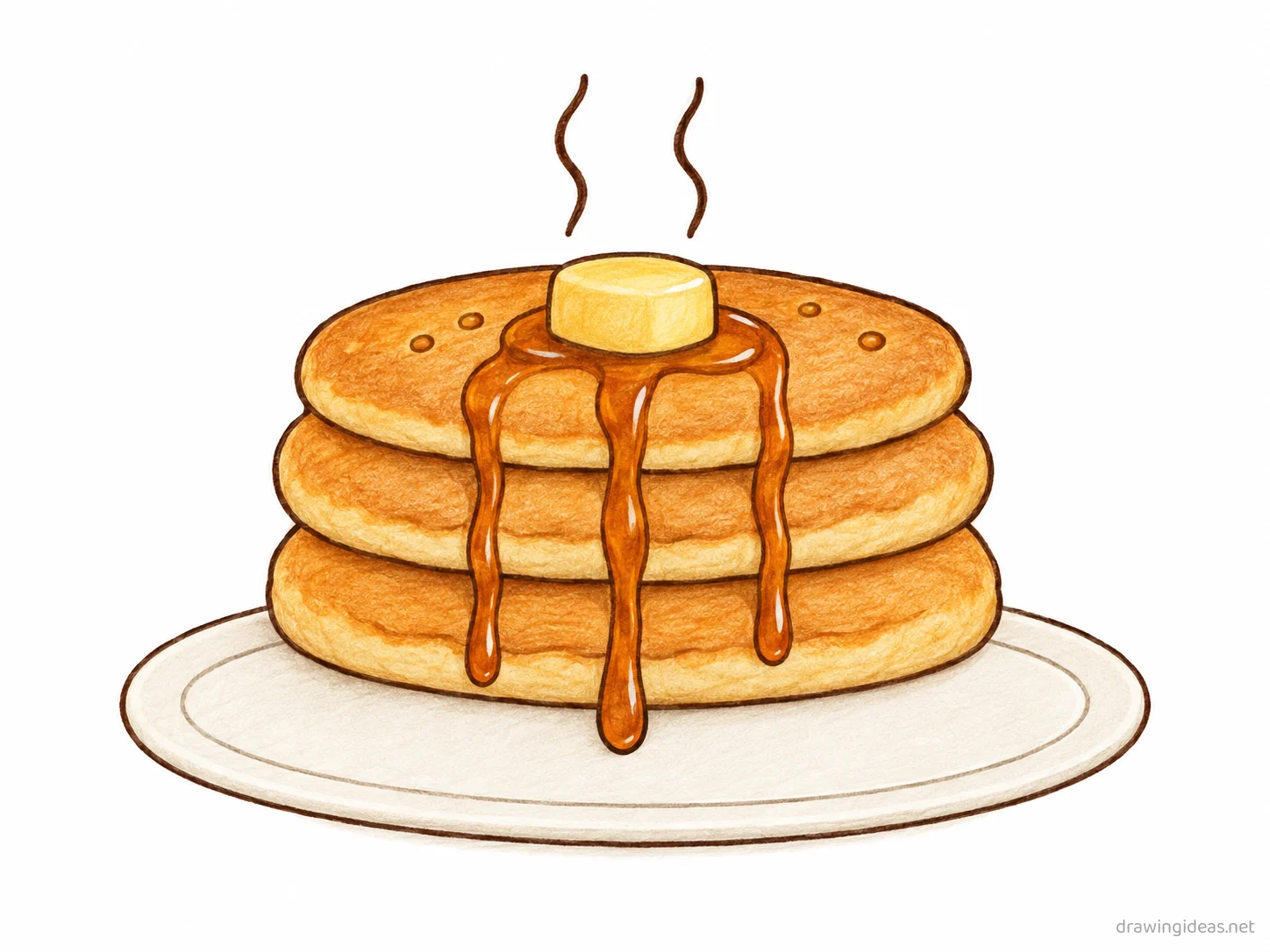 Pancake drawing — hand-drawn pancake illustration with ink lines and soft colors