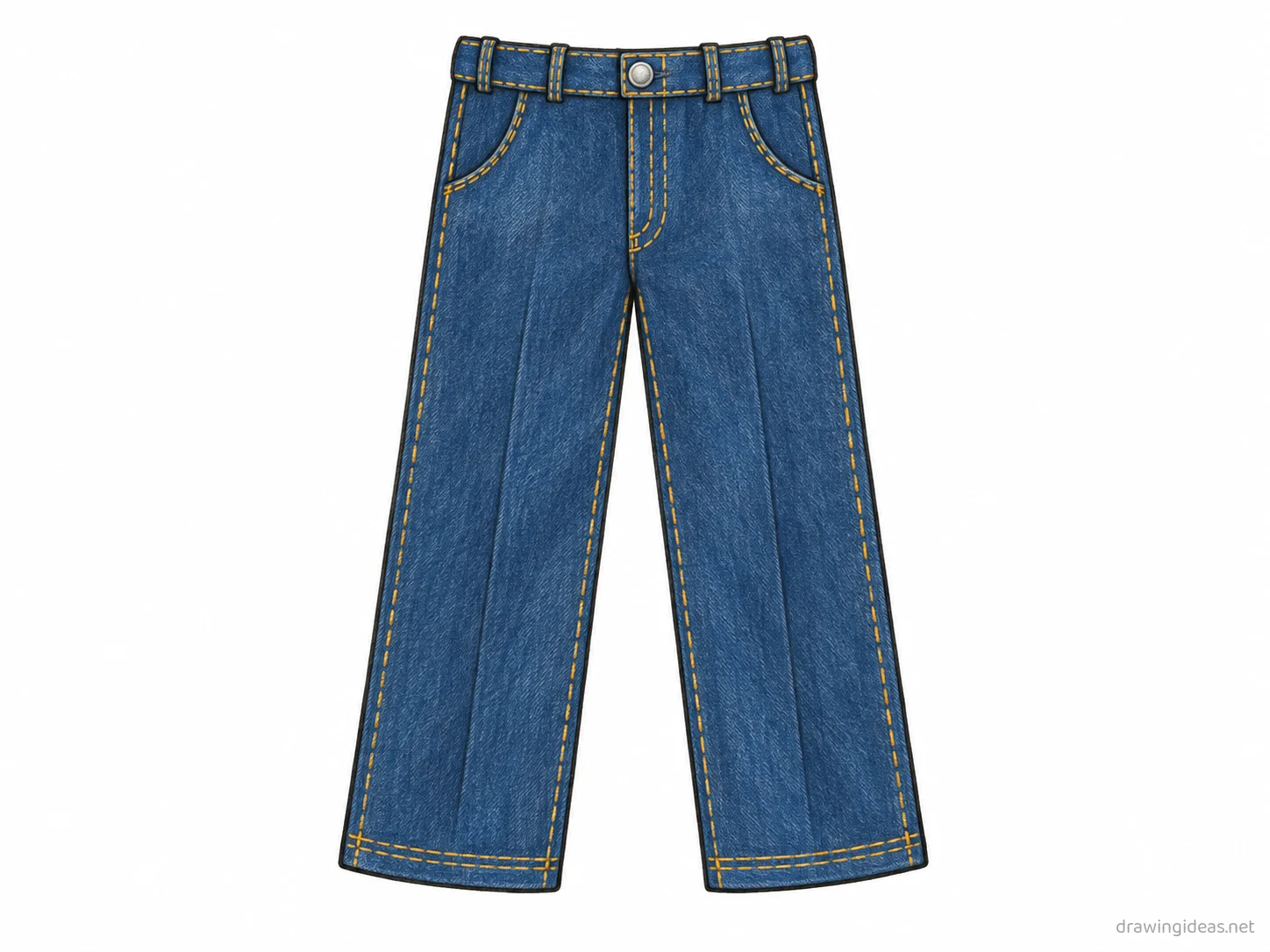 Pants drawing — hand-drawn pants illustration with ink lines and soft colors