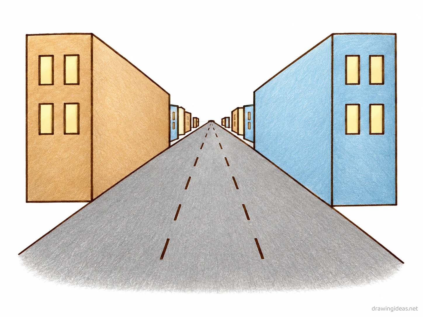 Perspective drawing — hand-drawn perspective illustration with ink lines and soft colors