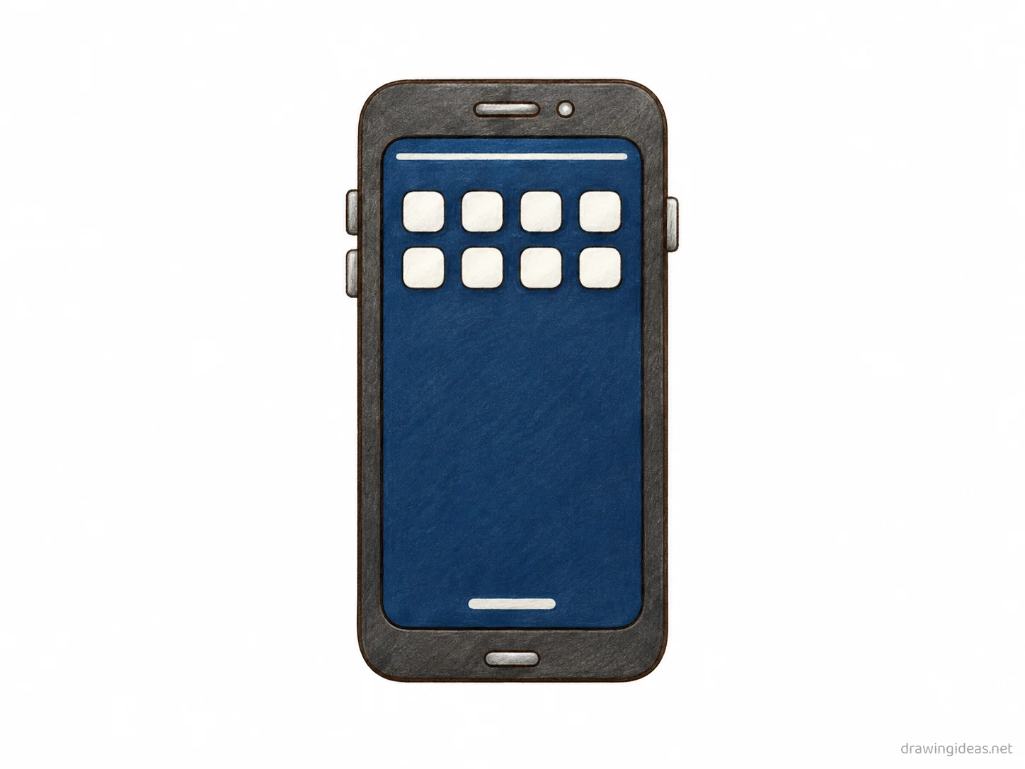 Phone drawing — hand-drawn phone illustration with ink lines and soft colors