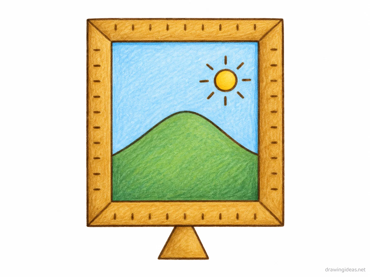Picture Frame drawing — hand-drawn picture frame illustration with ink lines and soft colors