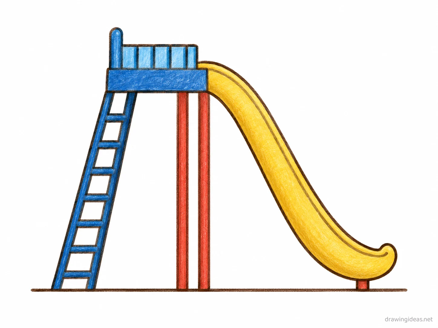 Playground drawing — hand-drawn playground illustration with ink lines and soft colors