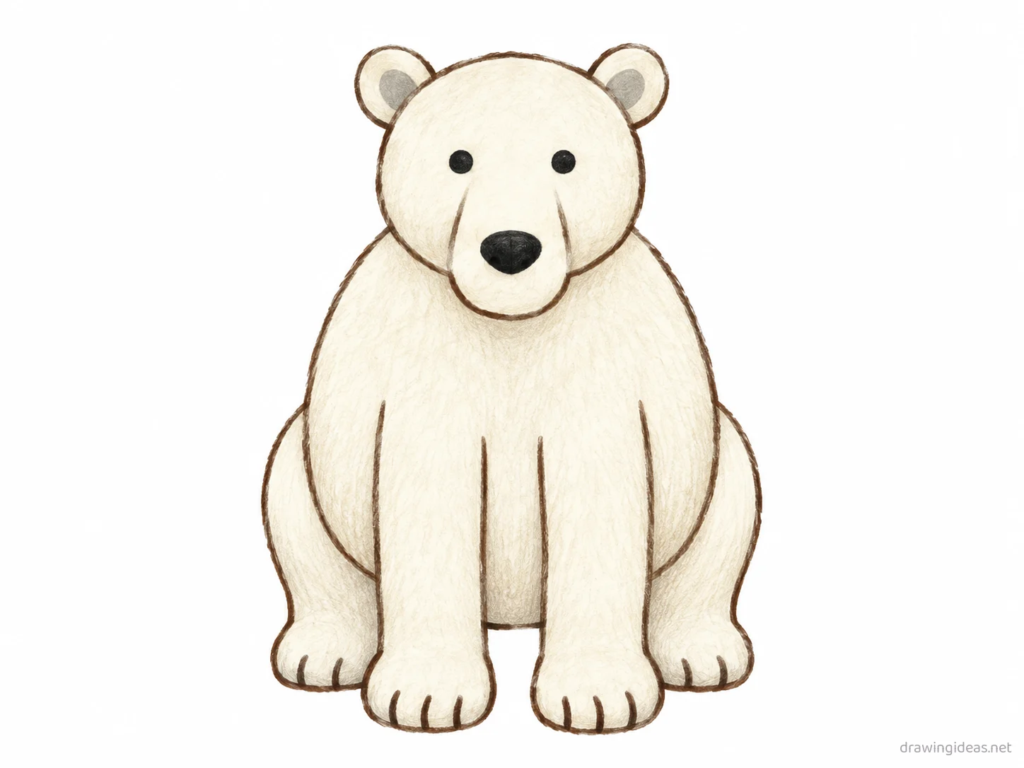 Polar Bear drawing — hand-drawn polar bear illustration with ink lines and soft colors