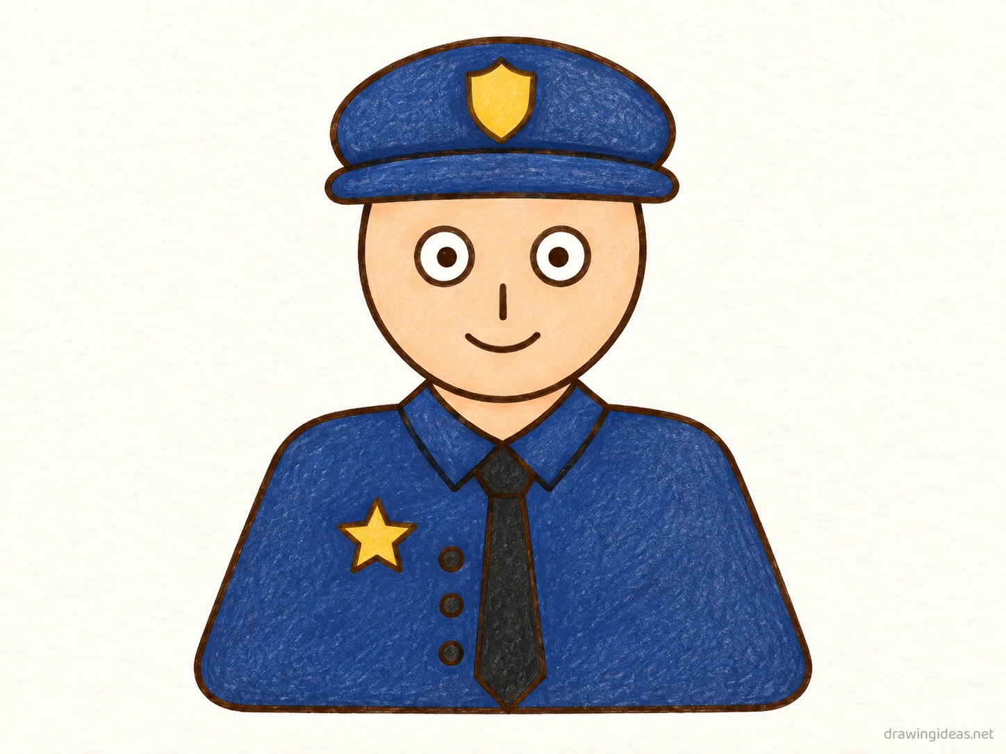 Police drawing — hand-drawn police illustration with ink lines and soft colors