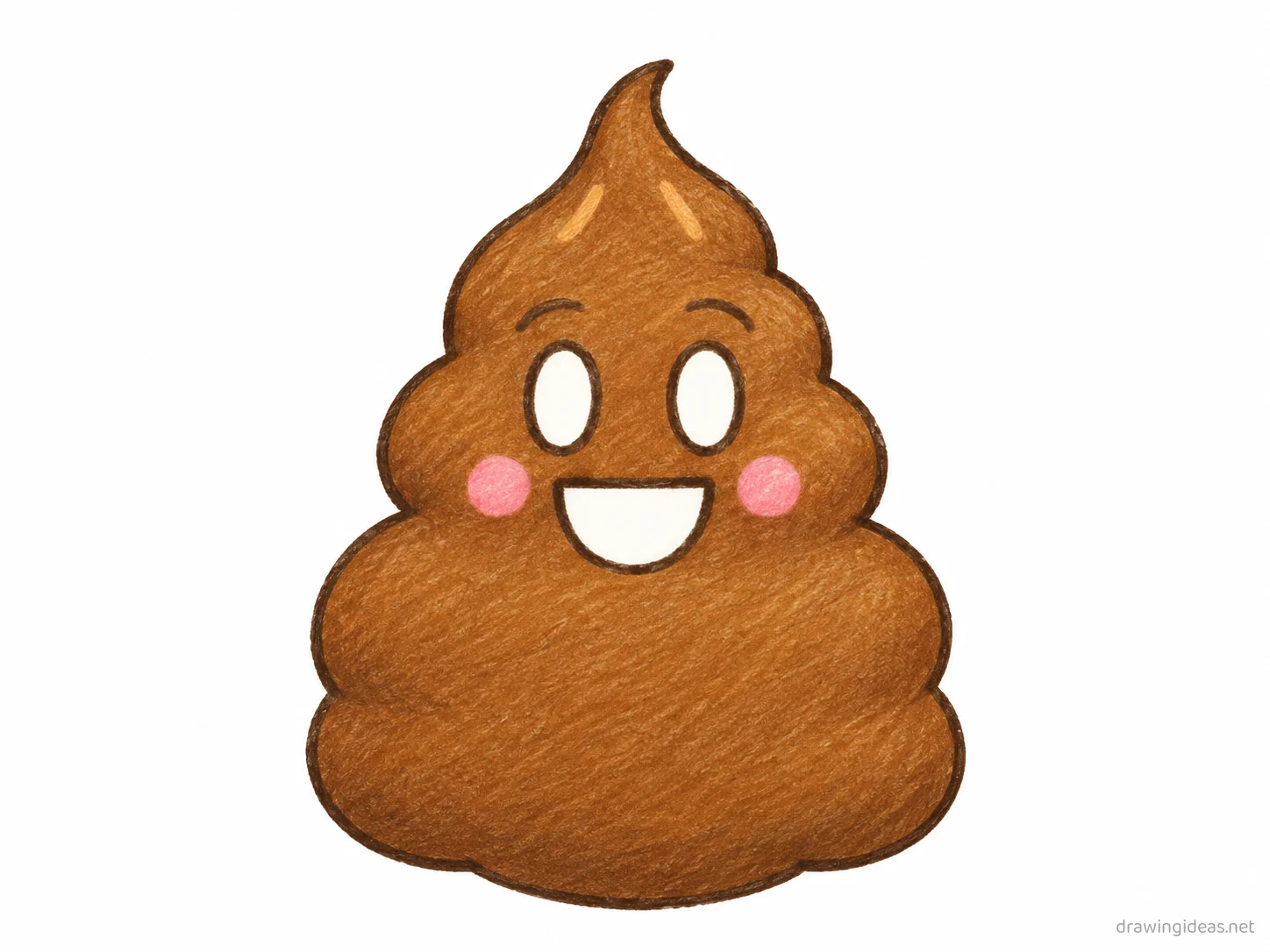 Poop drawing — hand-drawn poop illustration with ink lines and soft colors