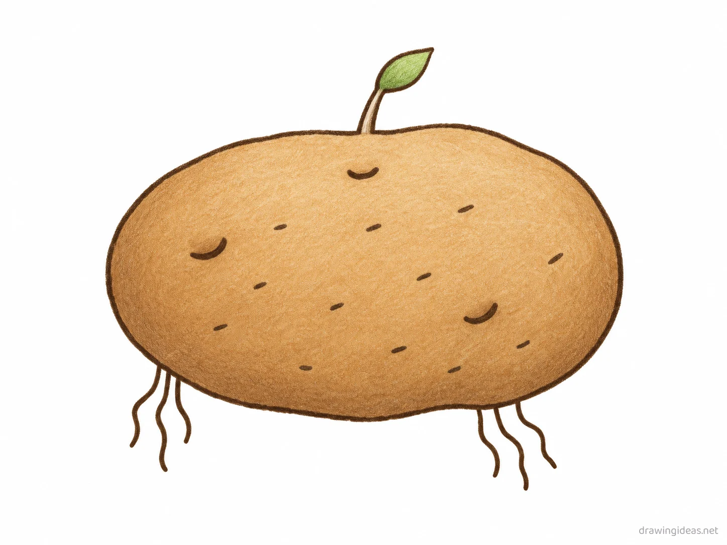 Potato drawing — hand-drawn potato illustration with ink lines and soft colors