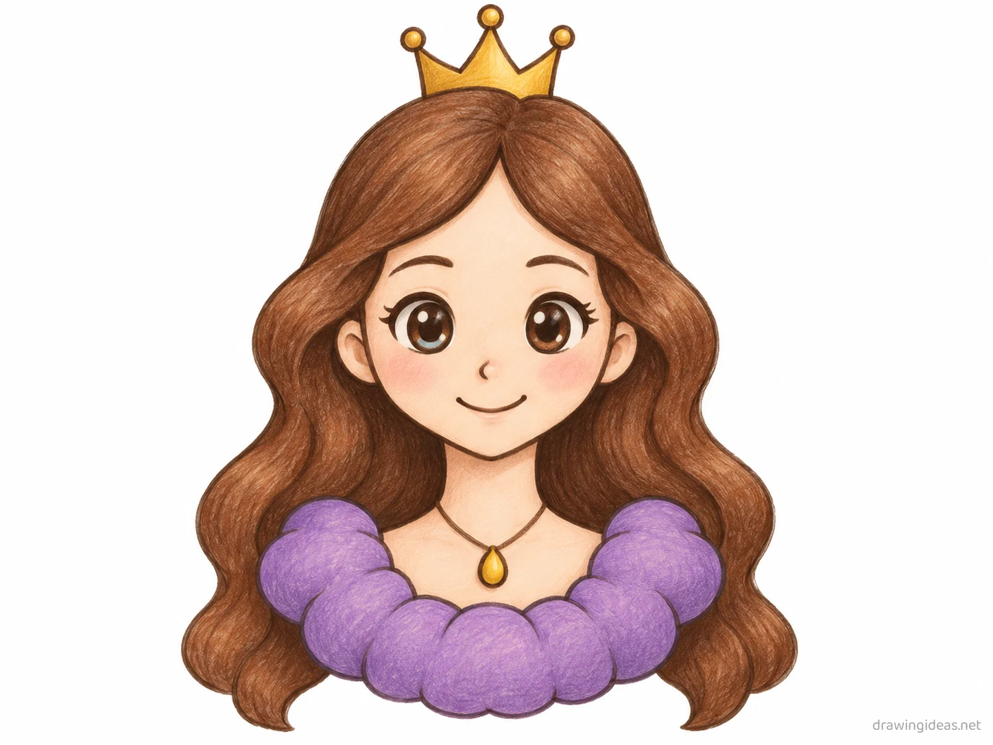 Princess drawing — hand-drawn princess illustration with ink lines and soft colors
