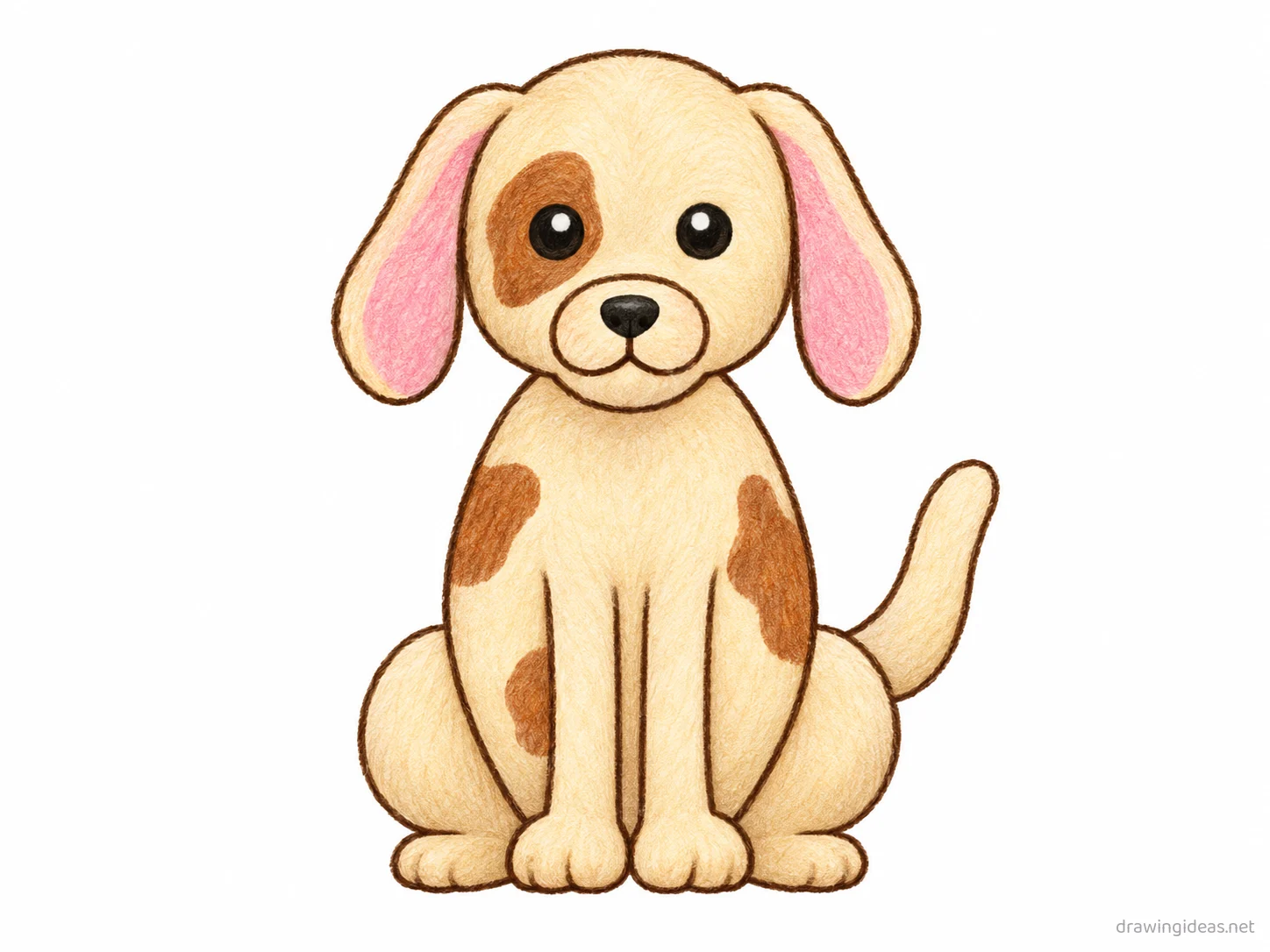 Puppy drawing — hand-drawn puppy illustration with ink lines and soft colors