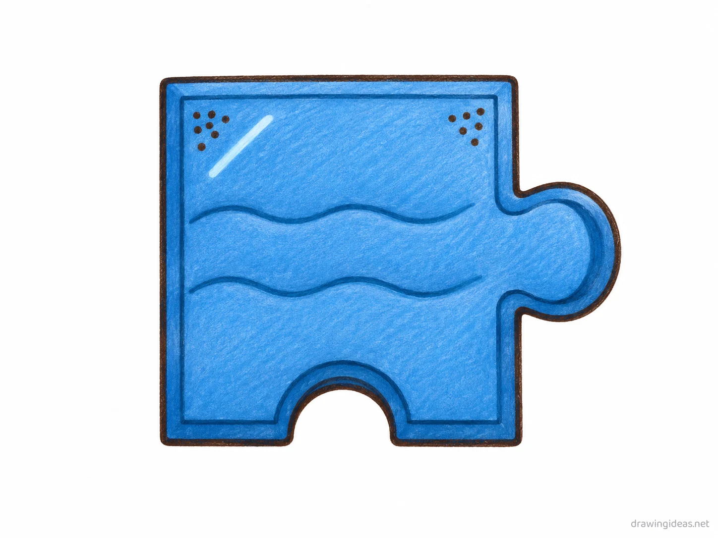 Puzzle Piece drawing — hand-drawn puzzle piece illustration with ink lines and soft colors