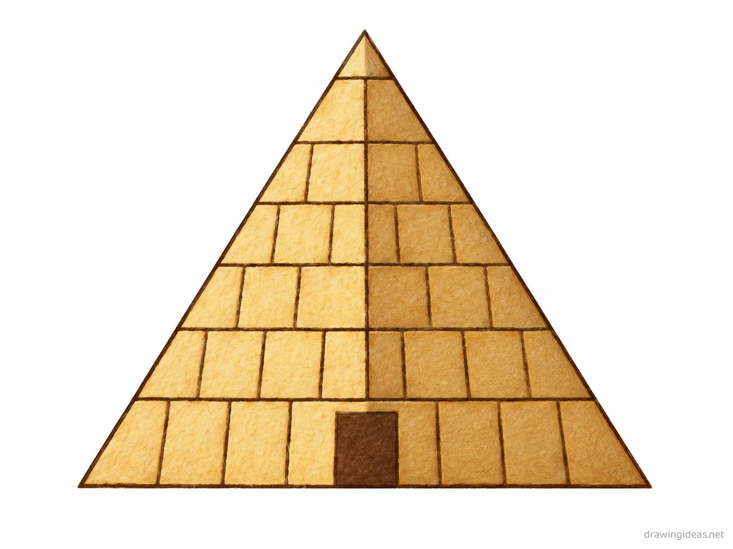 Pyramid drawing — hand-drawn pyramid illustration with ink lines and soft colors