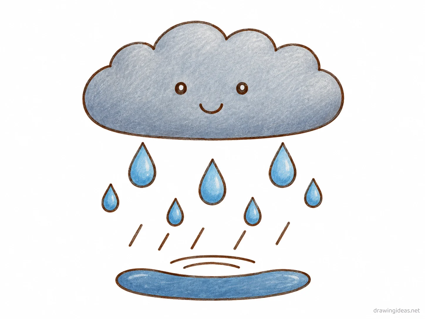 Rain drawing — hand-drawn rain illustration with ink lines and soft colors