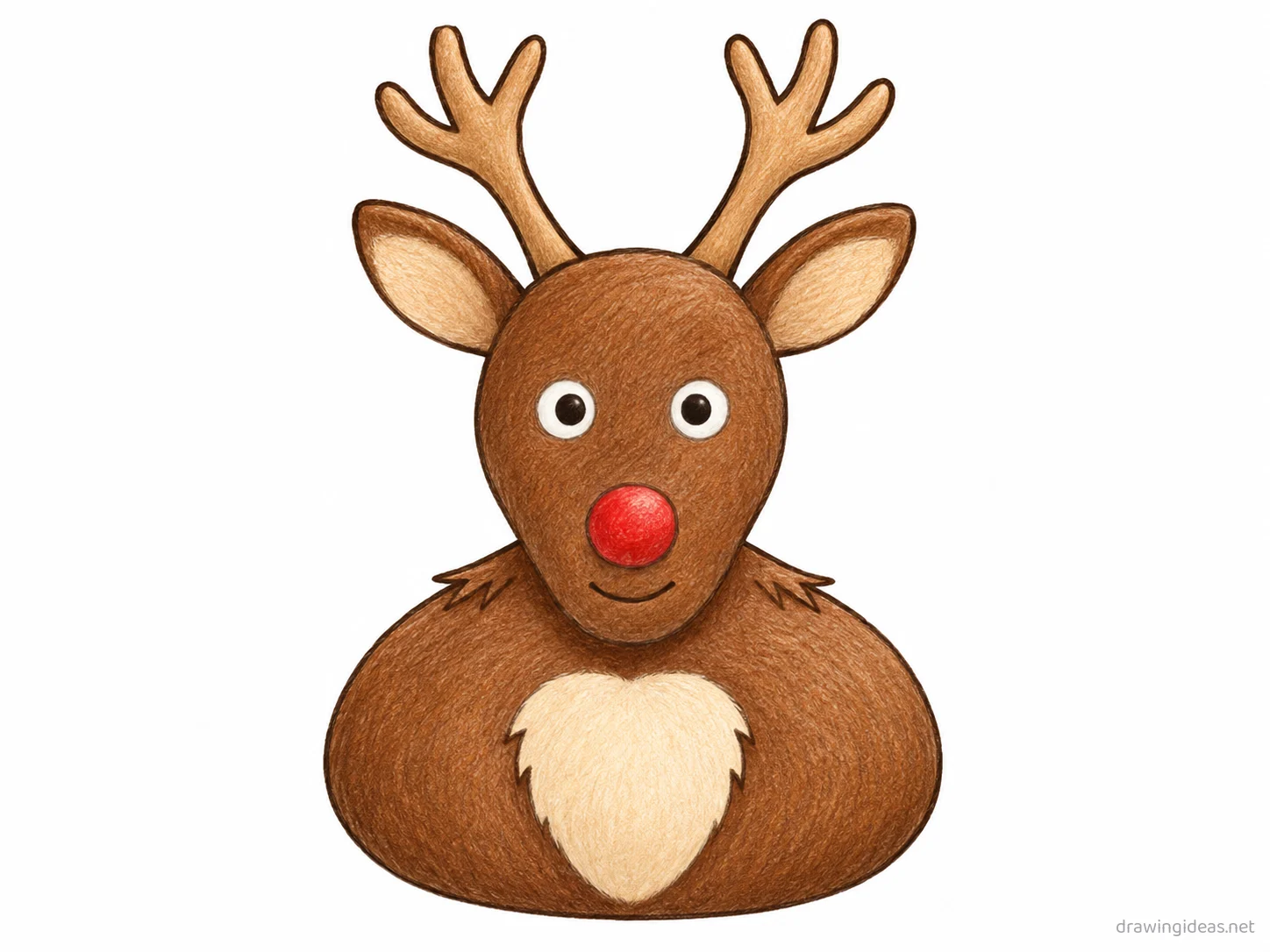 Reindeer drawing — hand-drawn reindeer illustration with ink lines and soft colors