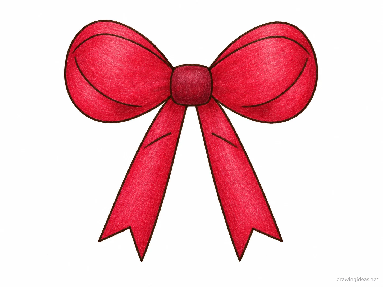Ribbon drawing — hand-drawn ribbon illustration with ink lines and soft colors