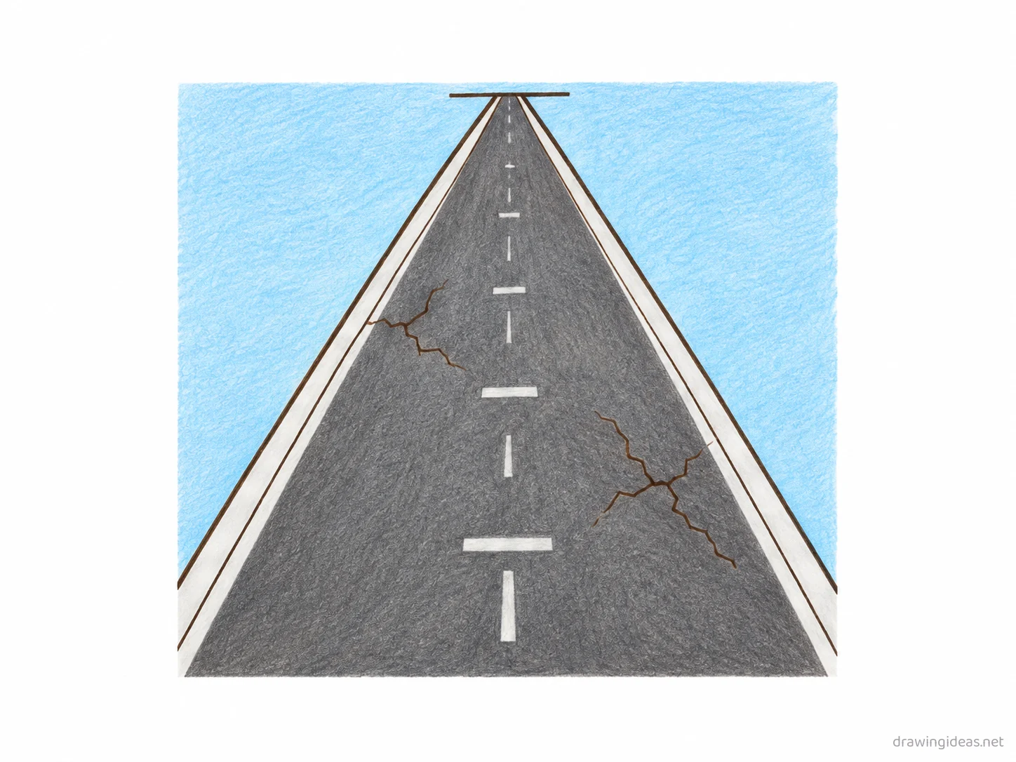 Road drawing — hand-drawn road illustration with ink lines and soft colors