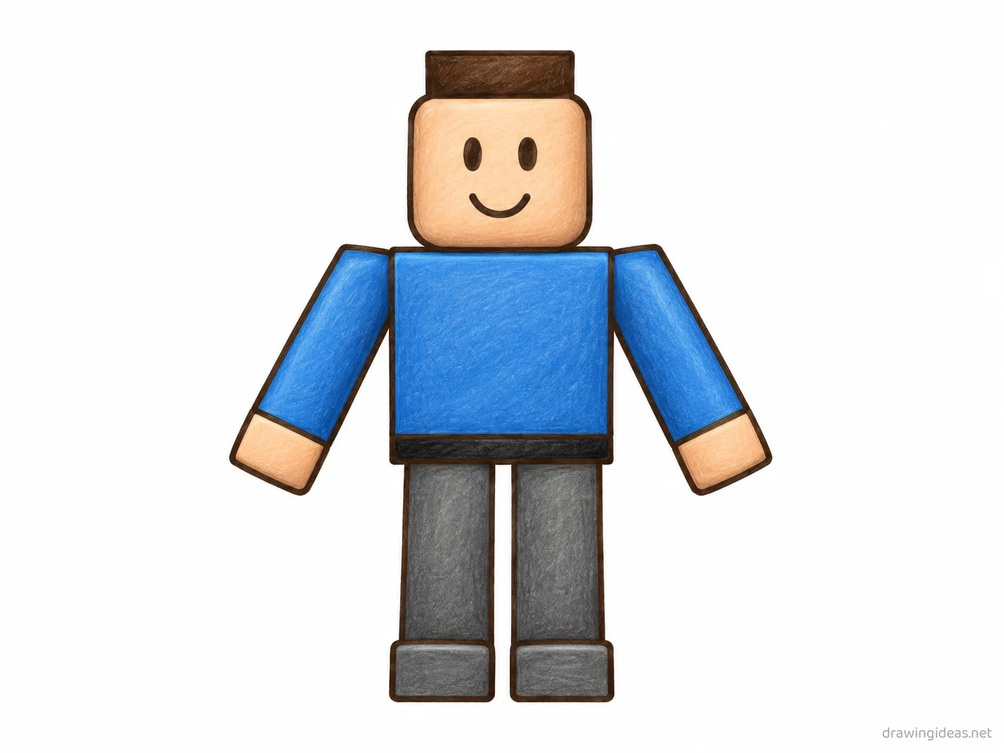 Roblox drawing — hand-drawn Roblox illustration with ink lines and soft colors