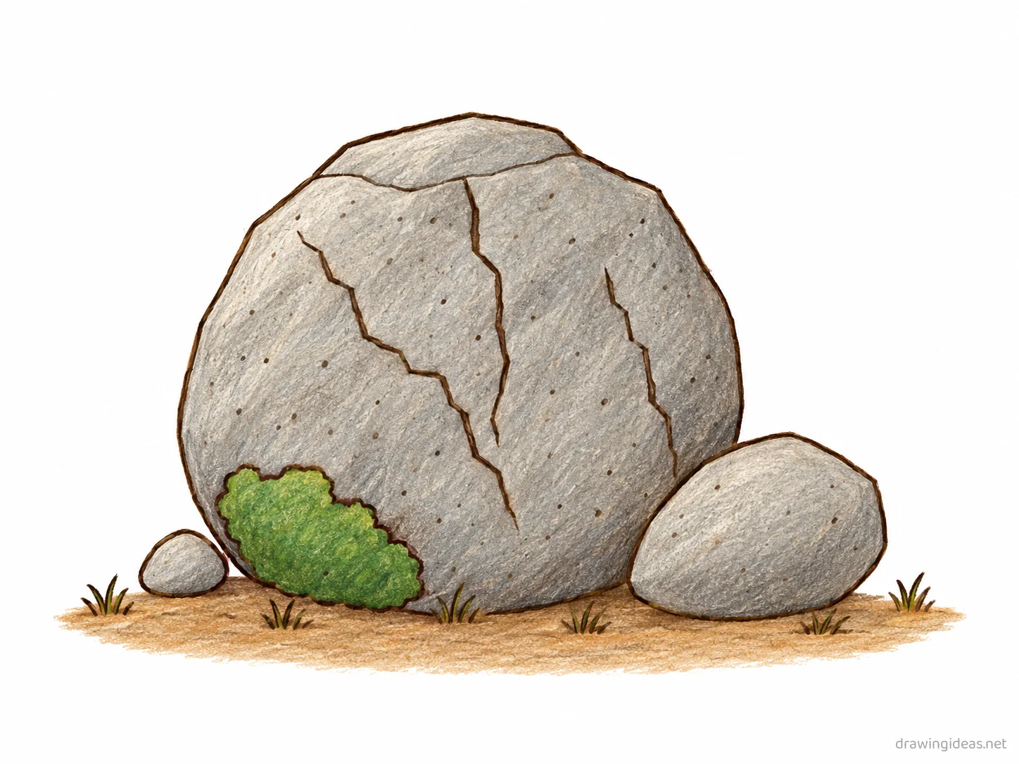 Rock drawing — hand-drawn rock illustration with ink lines and soft colors