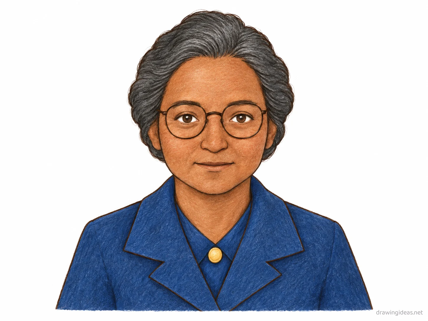 Rosa Parks drawing — hand-drawn Rosa Parks illustration with ink lines and soft colors