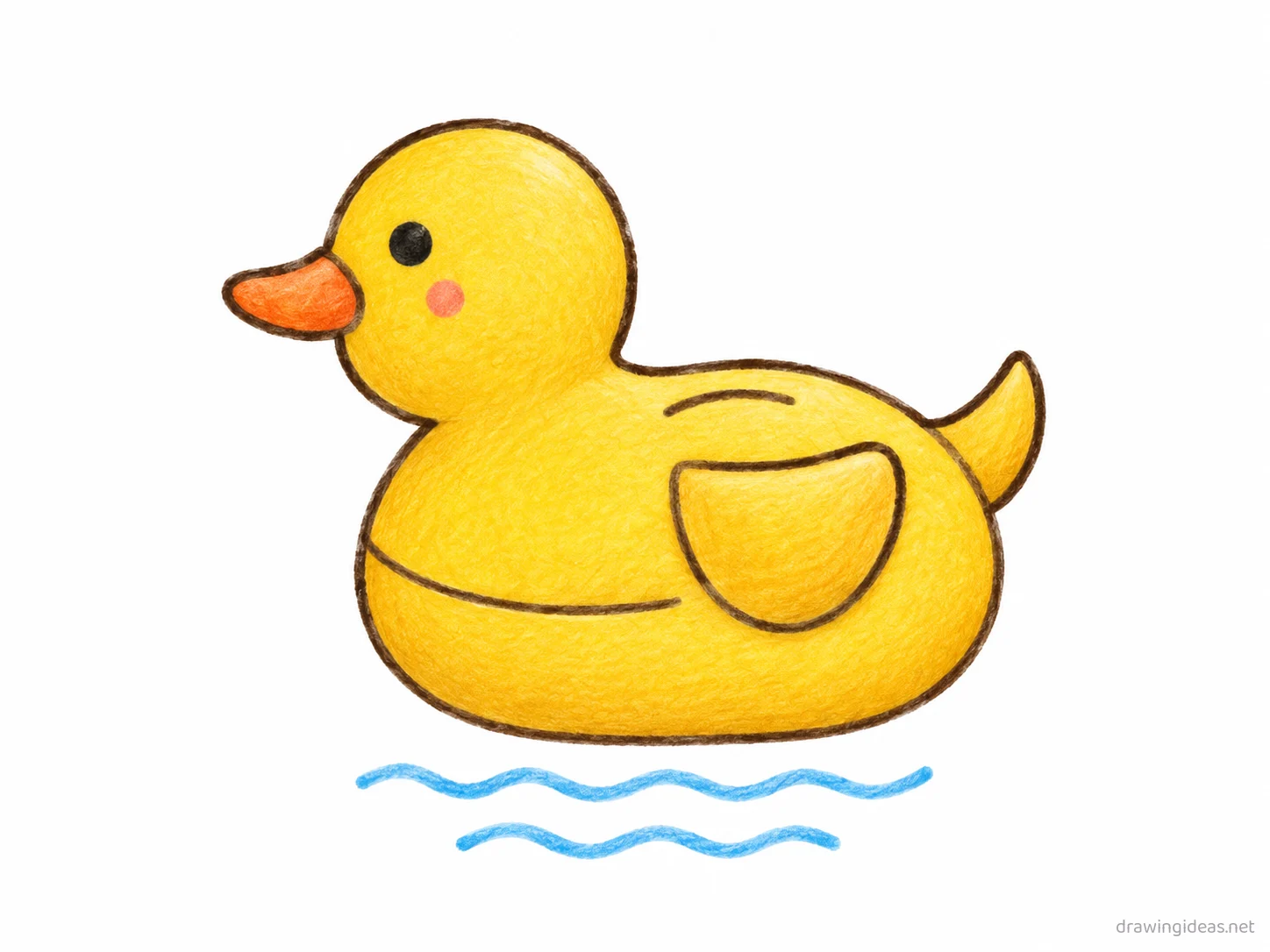 Rubber Duck drawing — hand-drawn rubber duck illustration with ink lines and soft colors