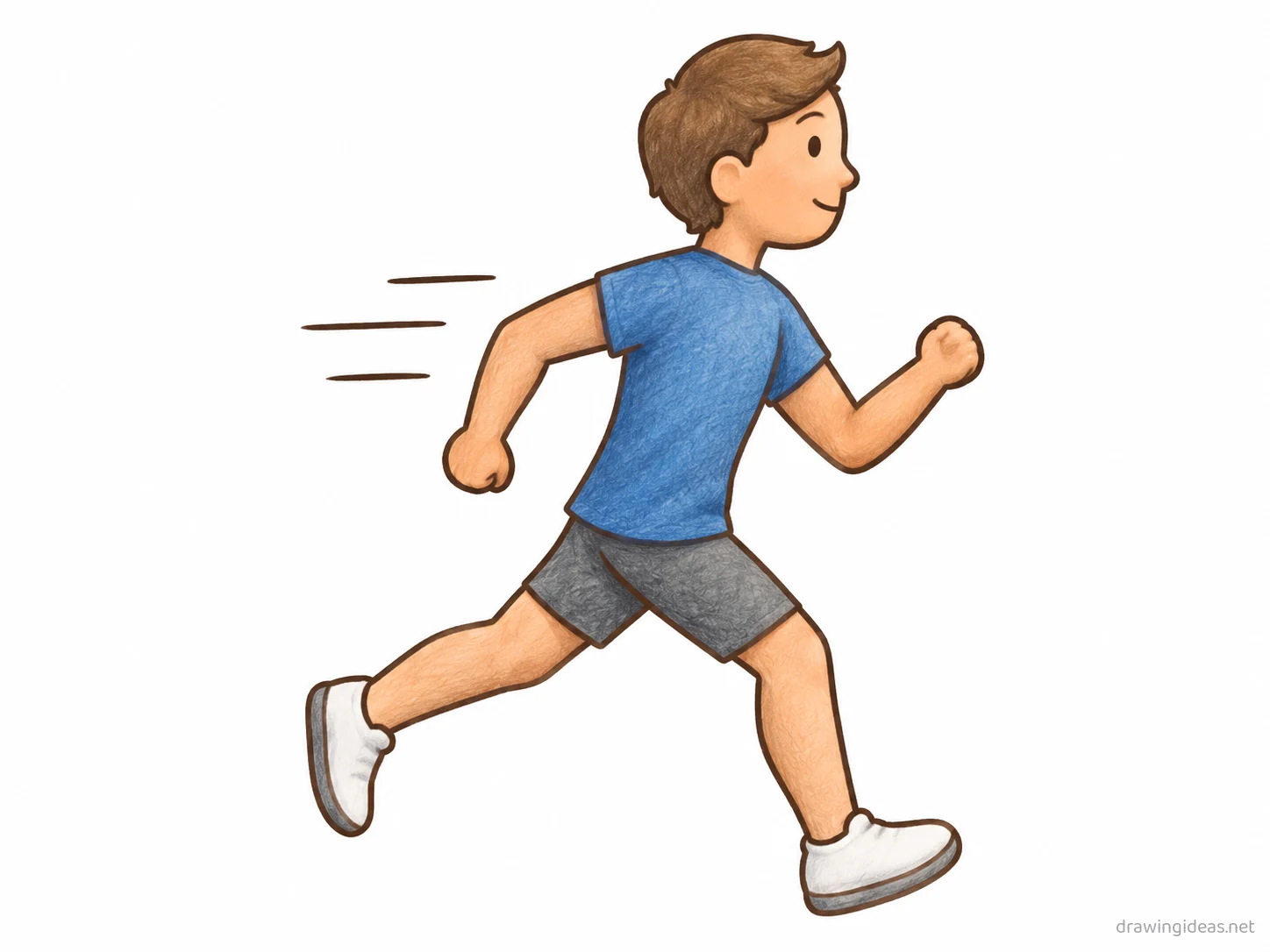Running drawing — hand-drawn running illustration with ink lines and soft colors