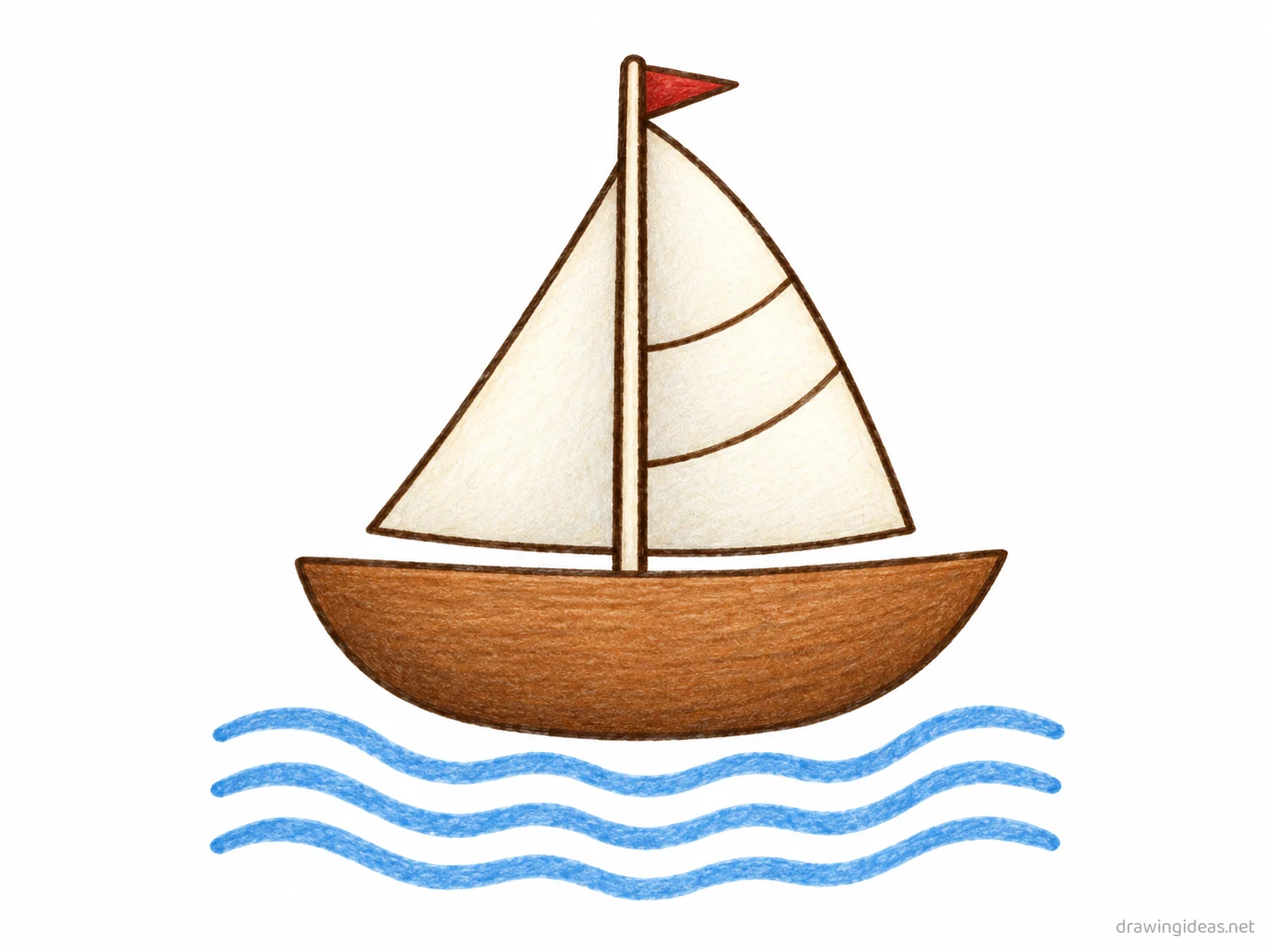 Sailboat drawing ā hand-drawn sailboat illustration with ink lines and soft colors