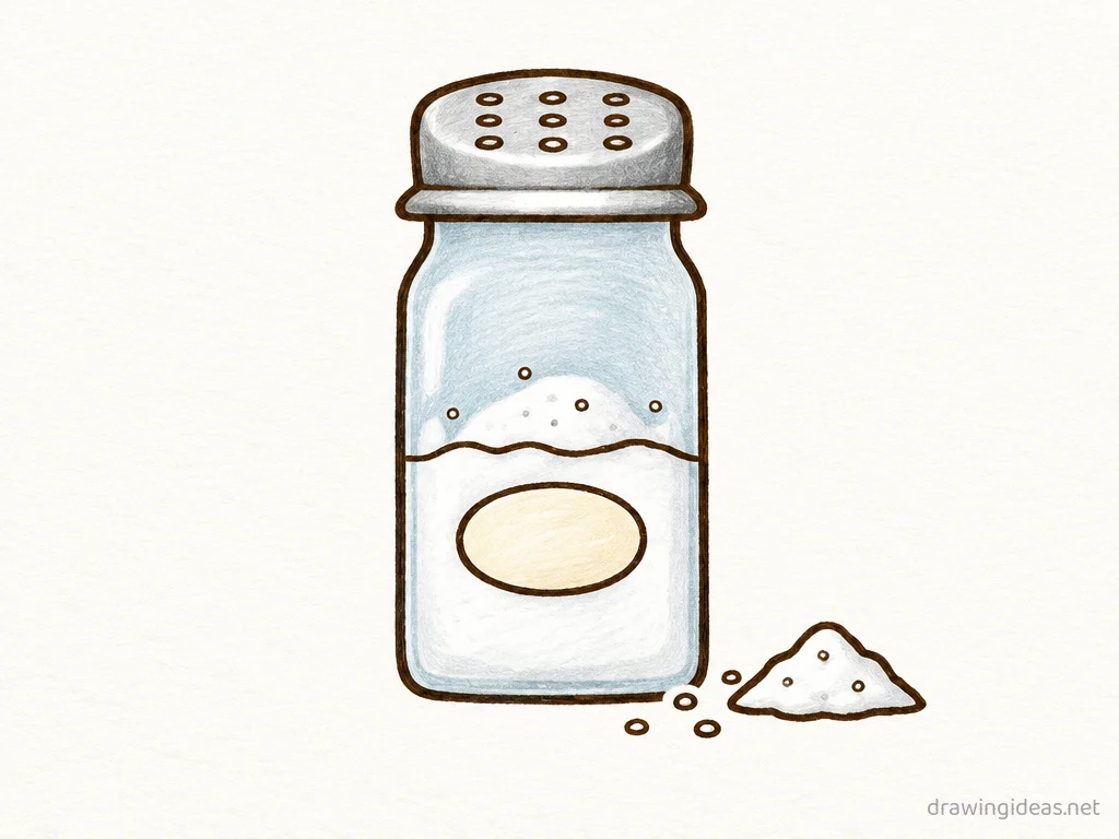 Salt drawing — hand-drawn salt illustration with ink lines and soft colors