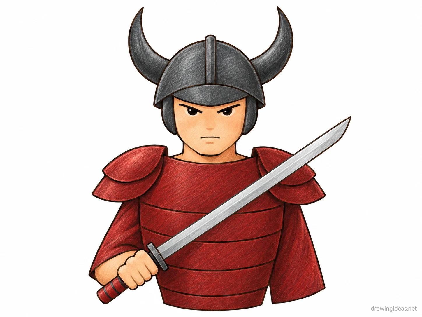 Samurai drawing — hand-drawn samurai illustration with ink lines and soft colors