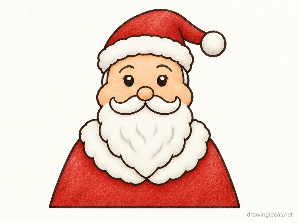 Santa Claus drawing — hand-drawn Santa Claus illustration with ink lines and soft colors