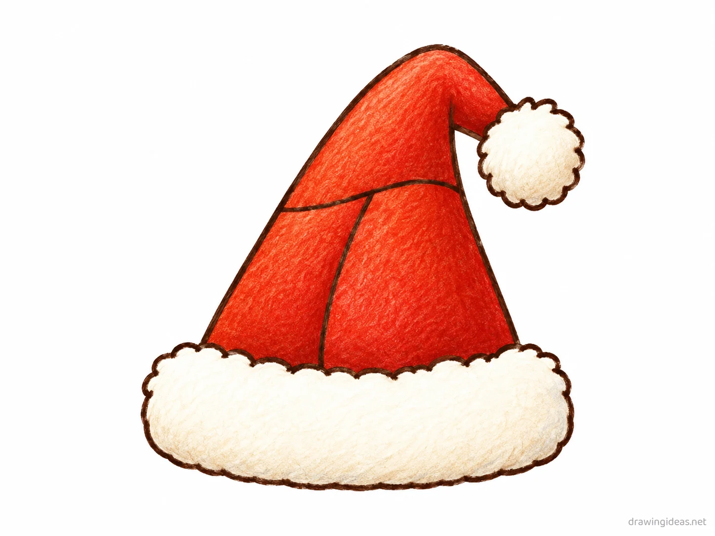 Santa Hat drawing — hand-drawn Santa hat illustration with ink lines and soft colors