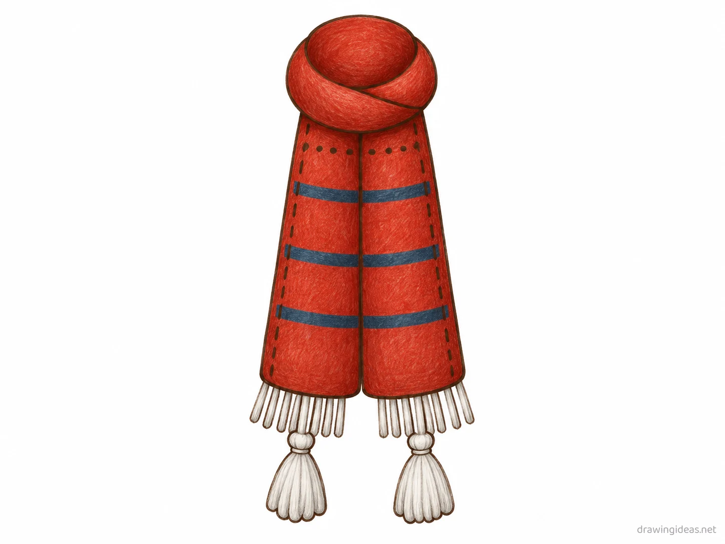 Scarf drawing — hand-drawn scarf illustration with ink lines and soft colors