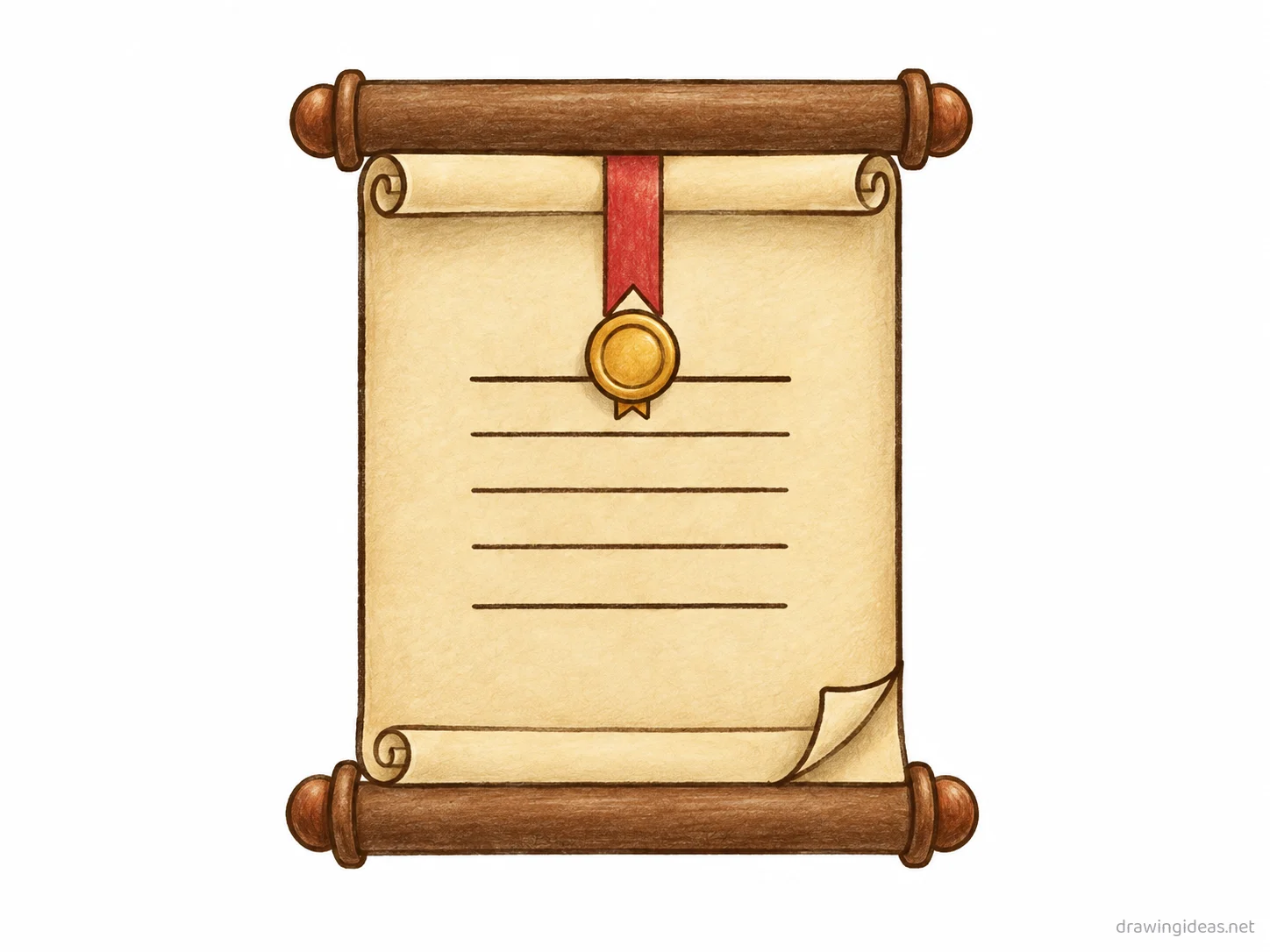 Scroll drawing — hand-drawn scroll illustration with ink lines and soft colors