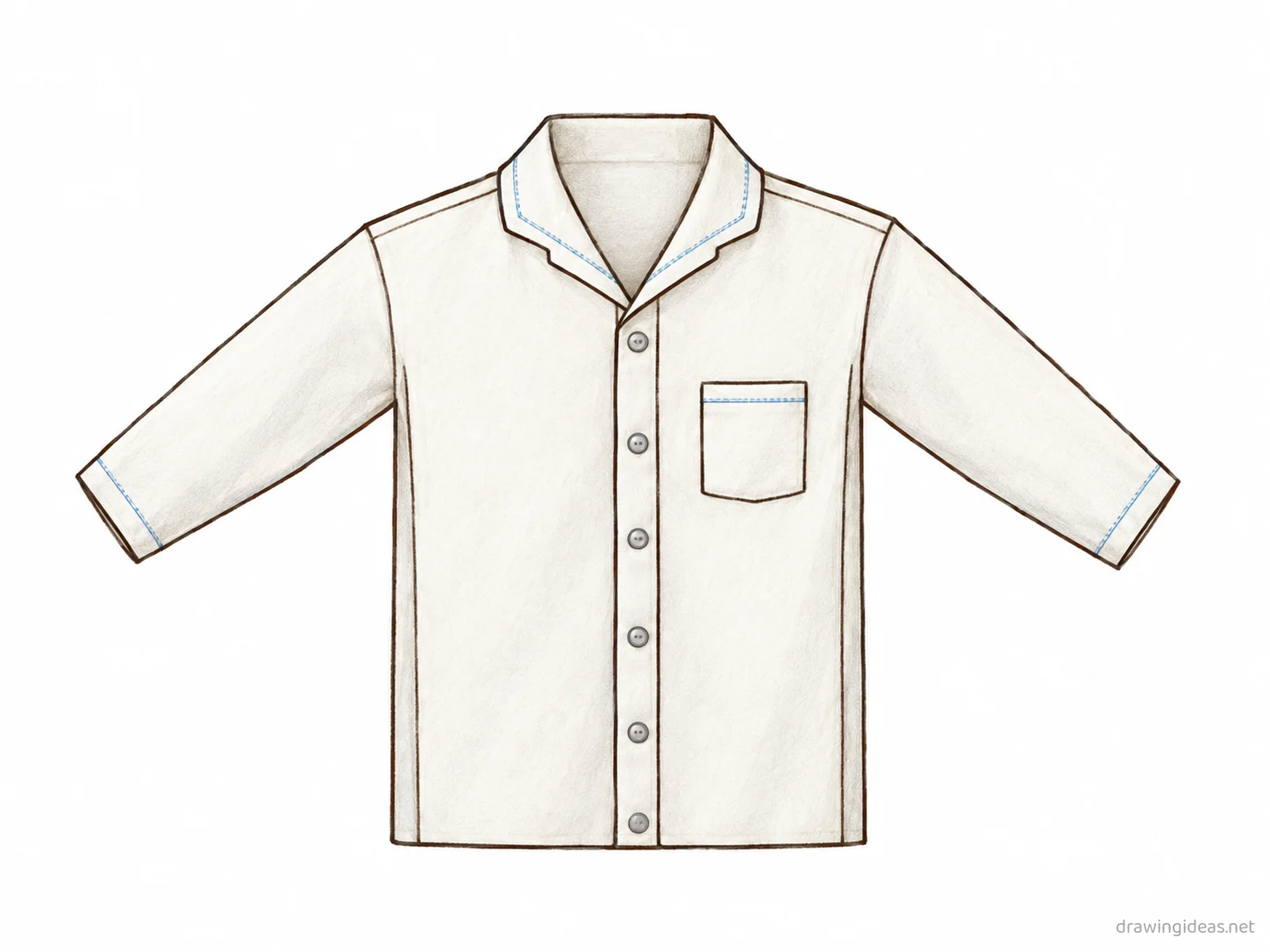 Shirt drawing — hand-drawn shirt illustration with ink lines and soft colors