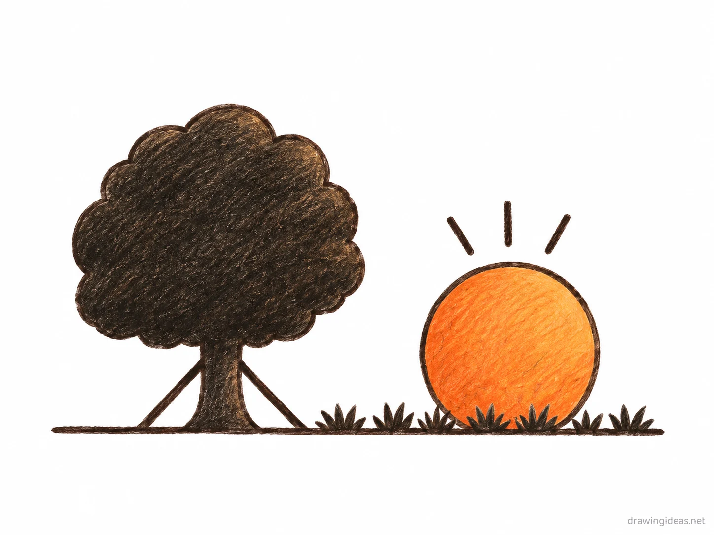 Silhouette drawing — hand-drawn silhouette illustration with ink lines and soft colors