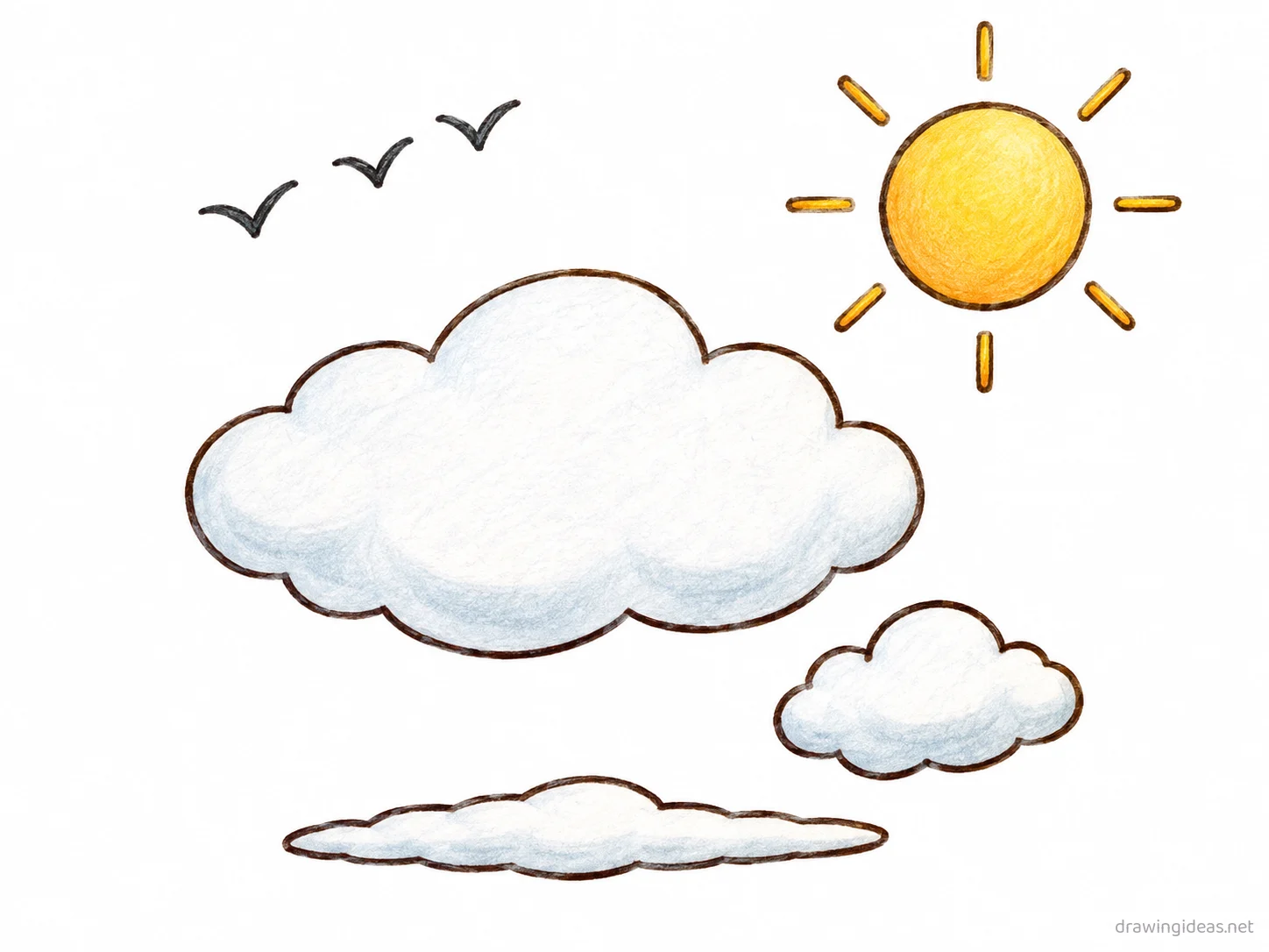 Sky drawing — hand-drawn sky illustration with ink lines and soft colors