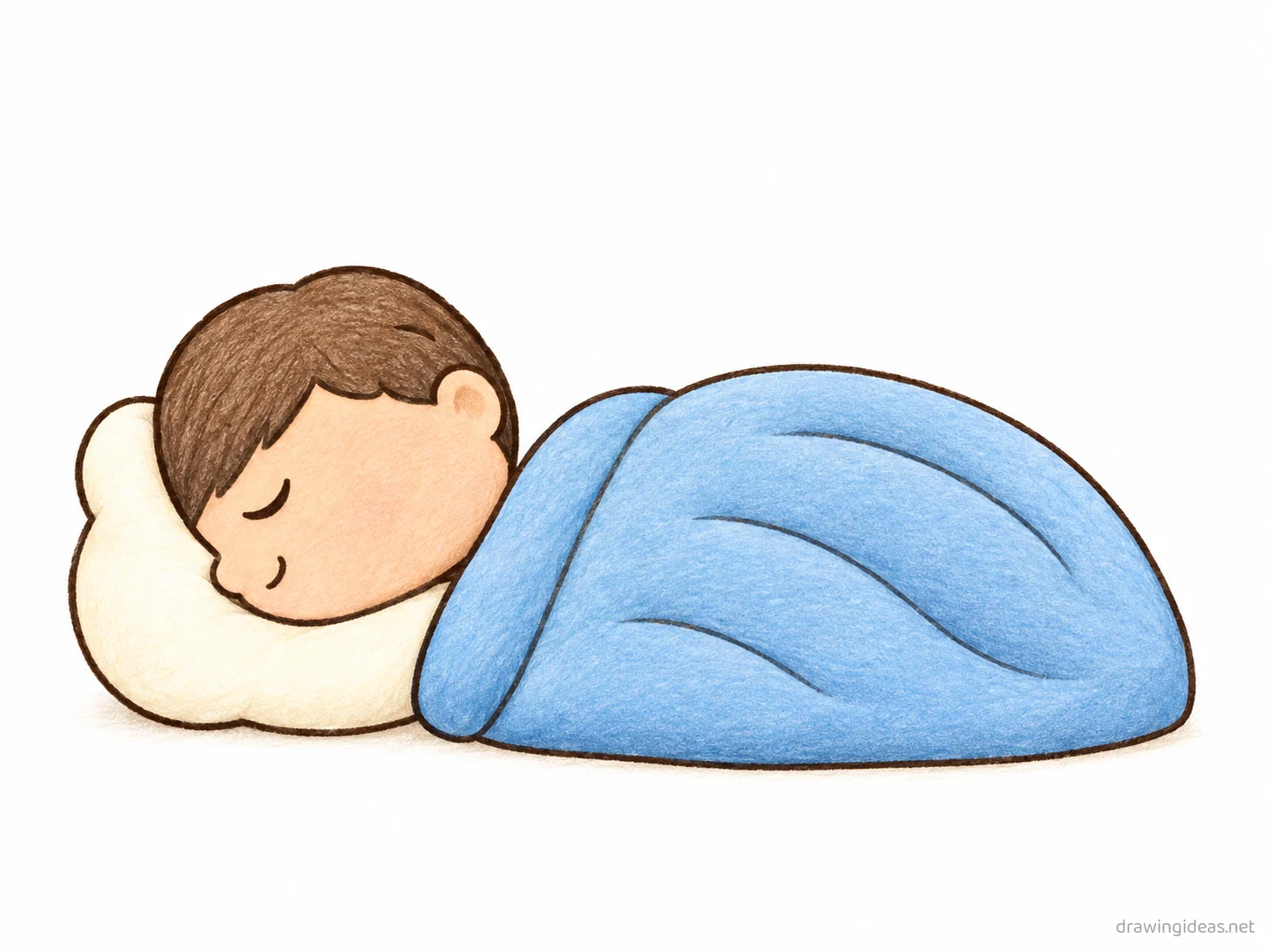 Sleeping drawing — hand-drawn sleeping illustration with ink lines and soft colors