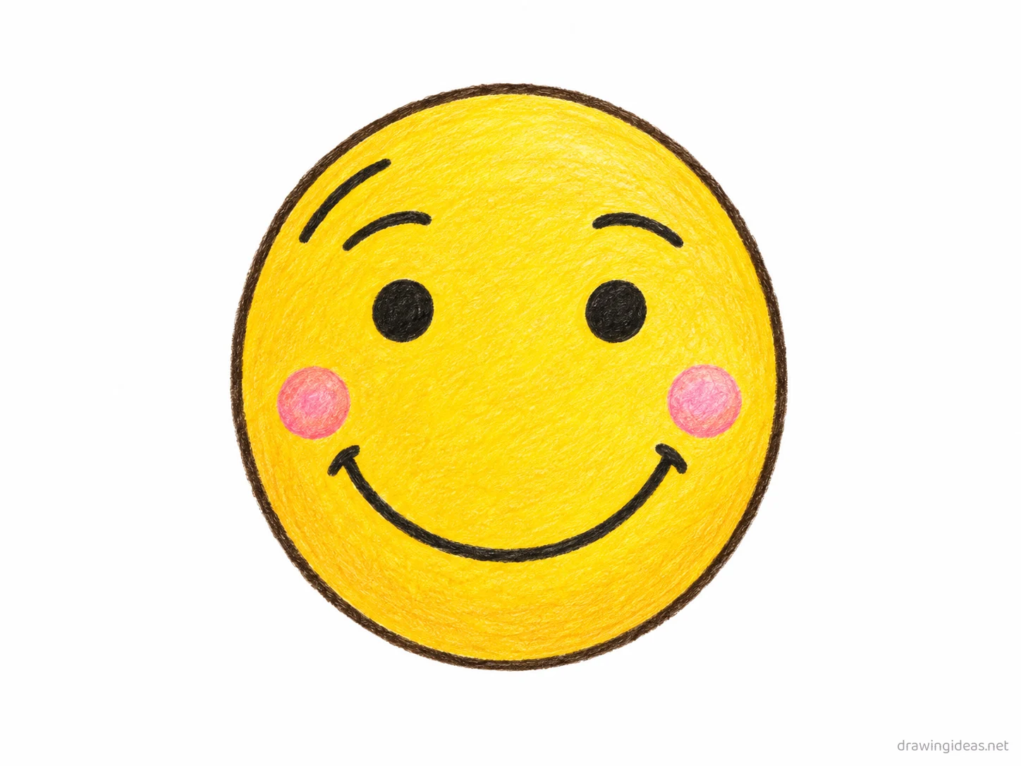 Smiley Face drawing — hand-drawn smiley face illustration with ink lines and soft colors